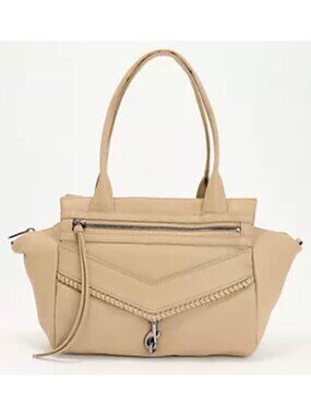 Botkier Trigger Leather Satchel Tan Whipstitch Zip Pockets New With Tags